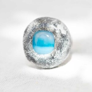 Sculpted Ring with Light Blue Glass. Size 6.