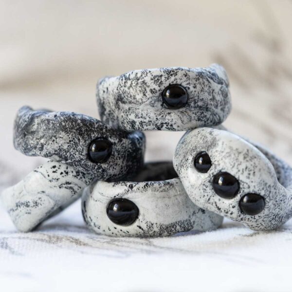 Sculpted Rings (5). Size 8.