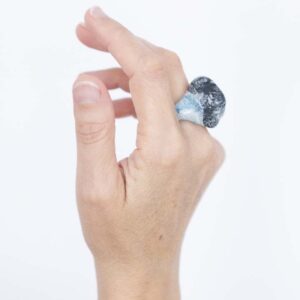 Sculpted Blue and Black Ring. Size 7. - Image 2