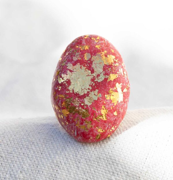 Oval Red Ring with Gold Leaf. Size 7.